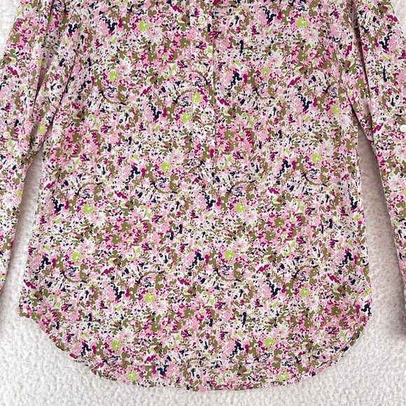Ann Taylor Pink Floral Print Button-Up Shirt Womens Long Sleeve Collared Size 0 - Picture 4 of 13